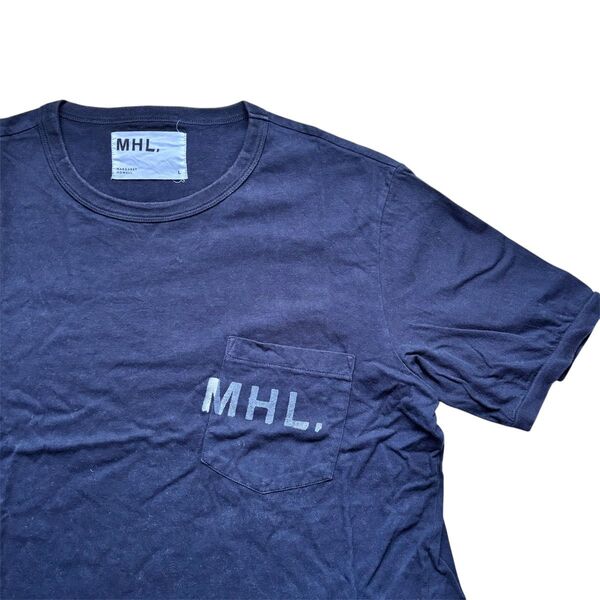 MHL.エムエイチエル マーガレットハウエル ロゴプリントポケットTシャツ 古着