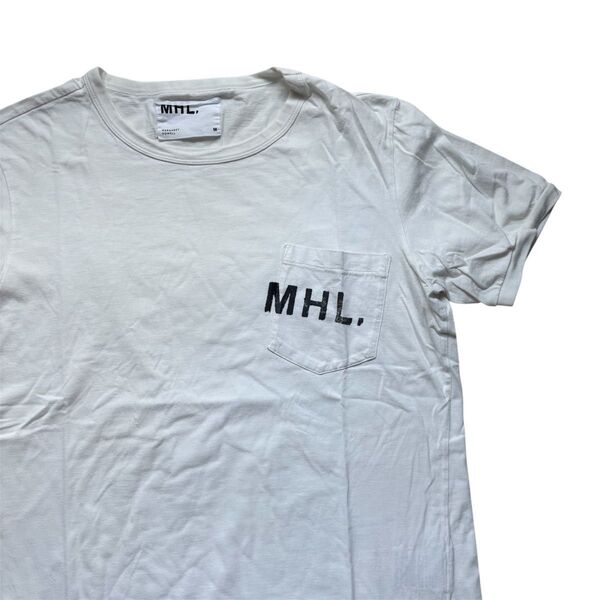 MHL.エムエイチエル ロゴプリントポケットTシャツ マーガレットハウエル 古着