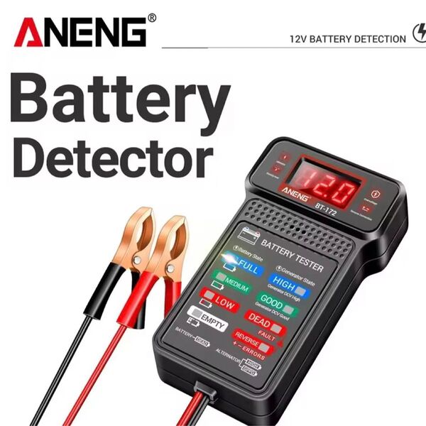 バッテリー チェッカー12V バッテリーテスター LED 自動車 車 バイク スクーター 原付 ANENG BT-172