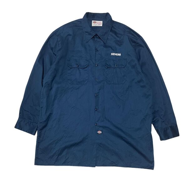 ディッキーズ Dickies 長袖 ワークシャツ 企業ワッペン 2X TALLサイズ ビッグサイズ