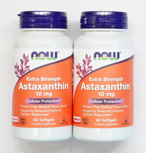 (新品)サプリメント NOW アスタキサンチン 10mg 60粒 2個