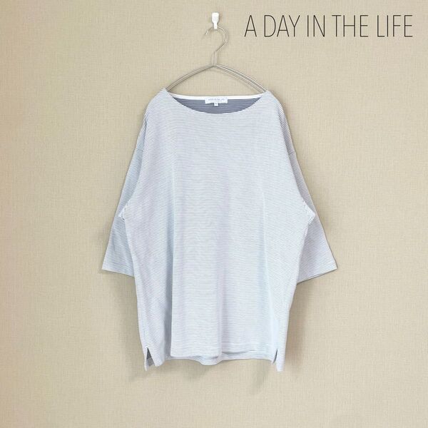 A DAY IN THE LIFE 細ボーダーTシャツ ゆるだぼ オーバーサイズ