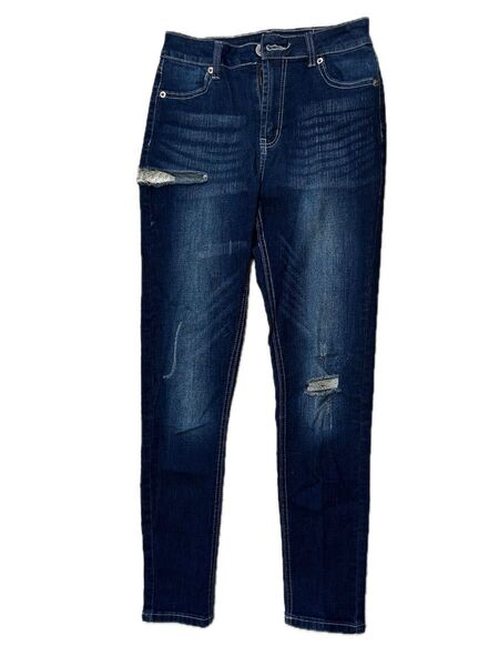デニム ダメージ グレイル インディゴ デニムパンツ ダメージ加工 ストレッチ パンツ スキニー