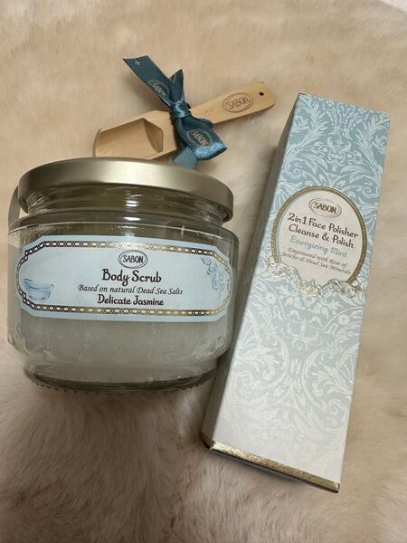 サボン SABON ボディスクラブ デリケートジャスミン320g/フェイスポリッシャー60ml スクラブ入り洗顔料