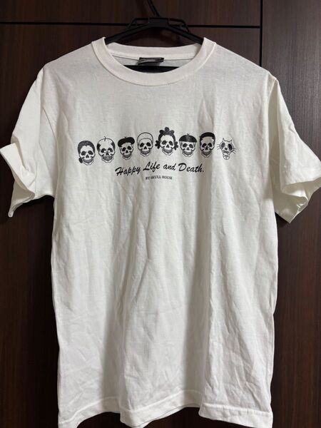 SKULL HOUSE Tシャツ Happy Life and Death 白