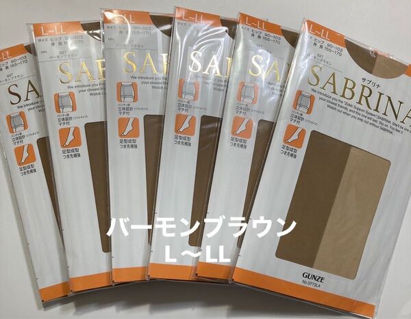 GUNZE SABRINA ストッキング L〜LL バーモンブラウン 6足セット
