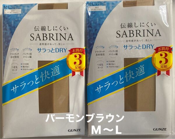 GUNZE SABRINA 伝線しにくい ストッキング サラっとDRY バーモンブラウン M〜L 6足組
