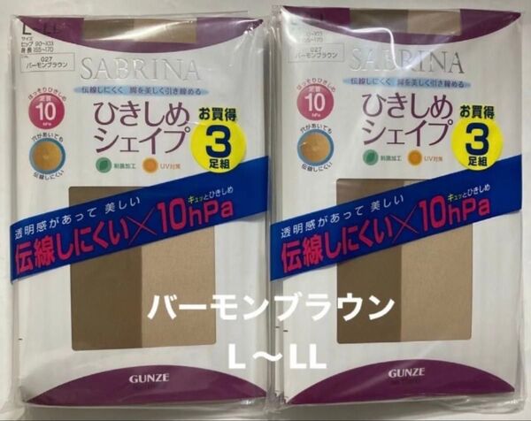 GUNZE SABRINA ひきしめシェイプ ストッキング バーモンブラウン L〜LL 6足