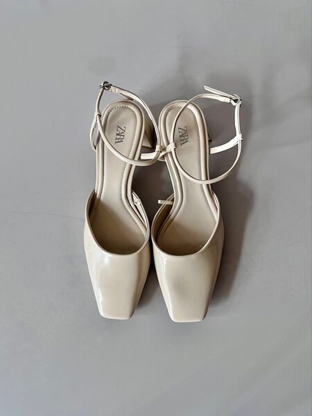 ZARA ストラップ付きヒールパンプス ベージュ 37