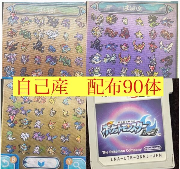 ポケットモンスタームーン自己産配布90体付き 配信