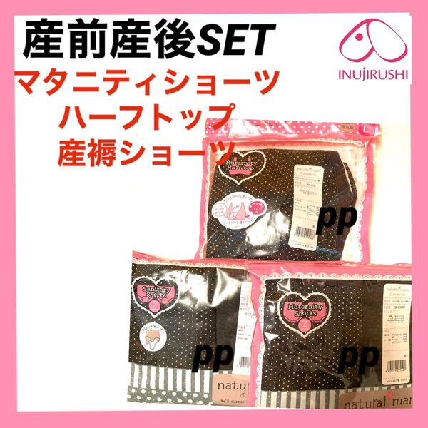 残3 犬印本舗 授乳ハーフトップ マタニティショーツ 産褥ショーツ M M〜L インナー 下着 ノンワイヤー 深ばき 産前産後