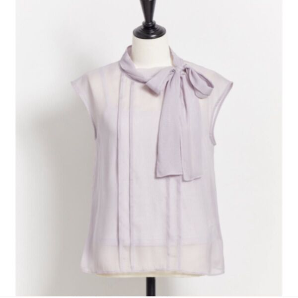 サイドボウタイブラウス Noela ノエラ トップス シャツ パープル ノースリーブ 夏服 春服 S フリル