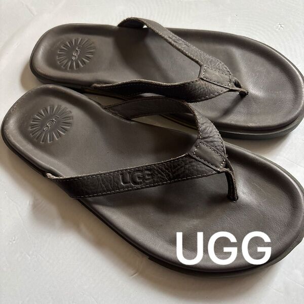 大人気!UGG メンズトング サンダル ブラウン レザー サンダル