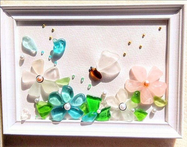 『Flower〜満開のお花たち』シーグラス ローズクォーツアート