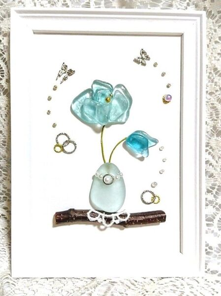 『Blue Rose』シーグラスアート