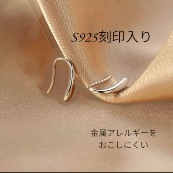 ティアドロップピアス シルバー 小さめしずく シンプル 両耳用 B574 韓国 S925刻印入り