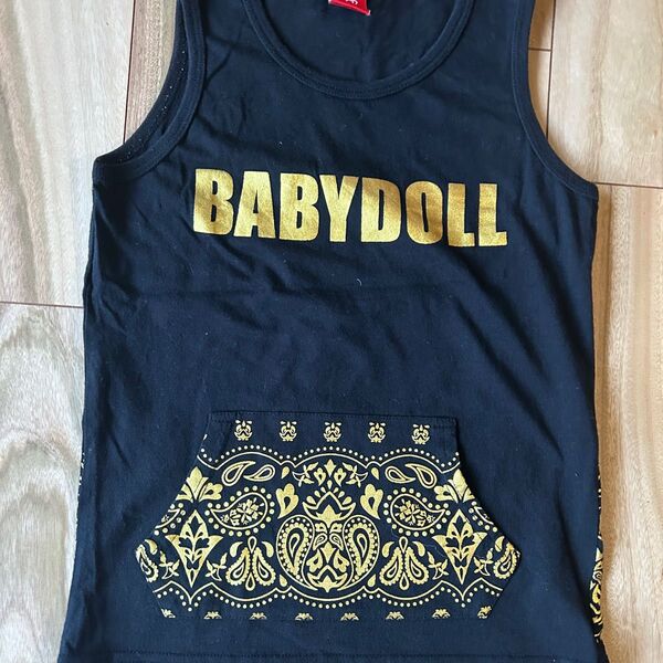 BABYDOLL タンクトップ ベビードール 黒 ゴールド ノースリーブ