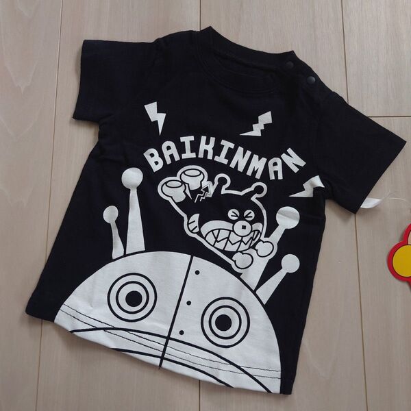 70㎝【未使用】ばいきんまん&ダダンダン黒い半袖Tシャツ