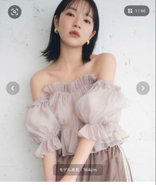 snidel ギャザーオフショルブラウス PINK