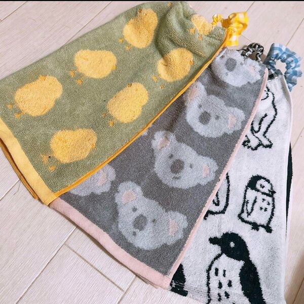 おりこうエプロン 動物 3枚 タオルエプロン