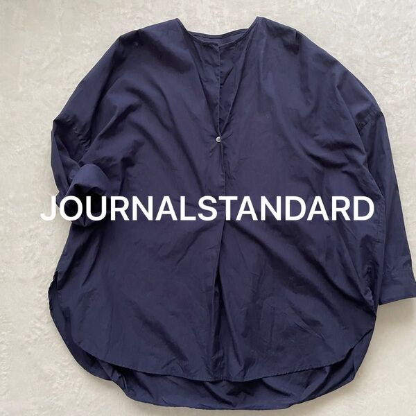 ジャーナルスタンダード 長袖シャツ ネイビー ゆったり コットン100% フリー ブラウス シャツ トップス 長袖