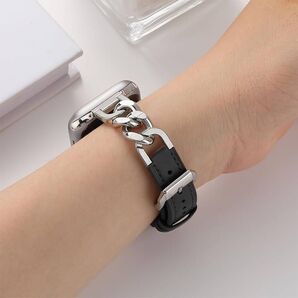 アップルウォッチ チェーンベルト本革 調整器具不要 Apple Watch バンド 49/46/45/44/42mm