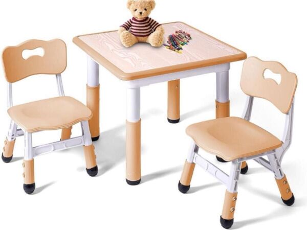 キッズテーブルと椅子2脚セット 子供用テーブル 高さ調整可能 遊び 3〜8歳 ミニテーブル おしゃれ 椅子 インテリア 組み立て式
