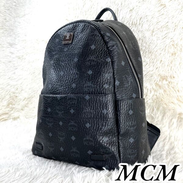 【希少】MCM エムシーエム 黒 レザー リュック ヴィセトス柄 1169