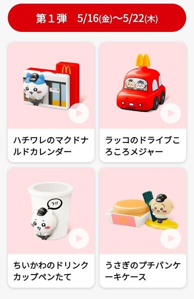 マクドナルド ハッピーセット ちいかわ 前半4種類セット