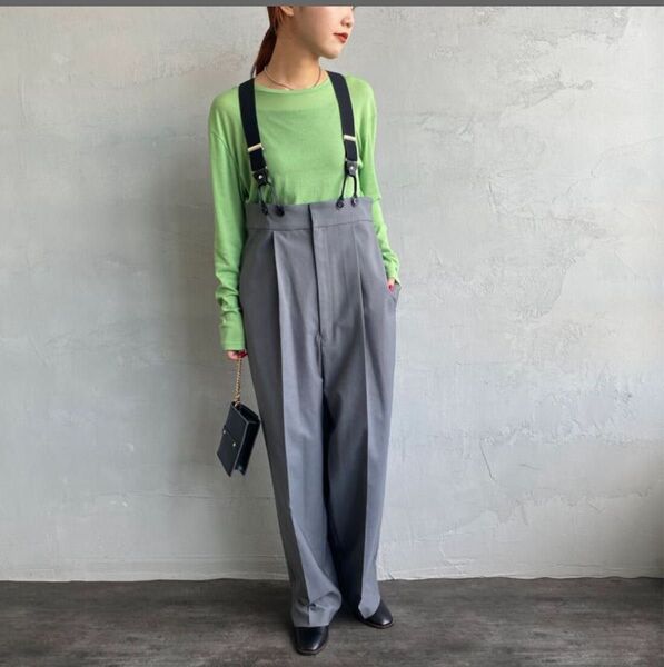 Jeans Factory Clothesハイウエストサスペンダーパンツ オーバーオール オールインワン サロペット