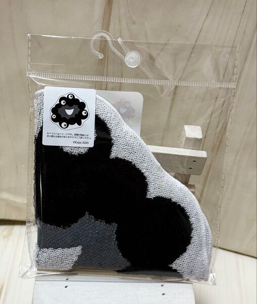 ミャクミャク ミニタオル ハンカチ ブラック フェイス 万博 EXPO2025 新品