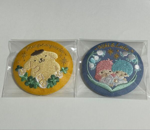 サンリオ 花言葉刺繍缶バッジ ポムポムプリン キキララ 2種セット