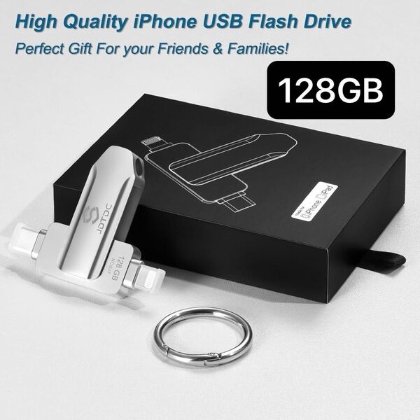 Apple MFi 認証iPhone USBメモリ128GBフラッシュドライブ バックアップ iPad Lightning 外付け