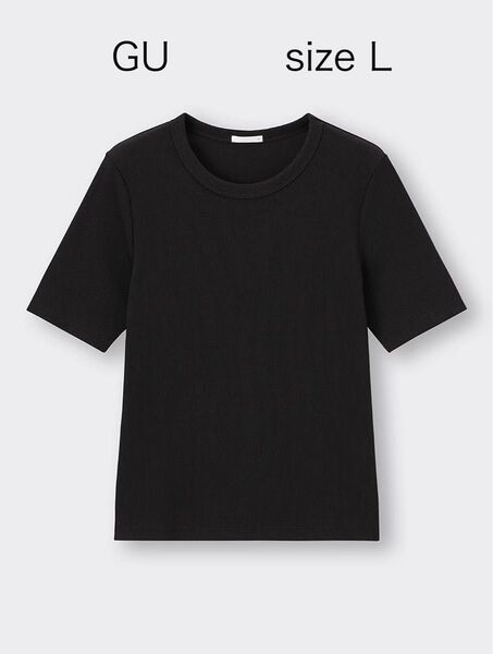 未使用 GU リブTシャツ(半袖) ブラック Lサイズ