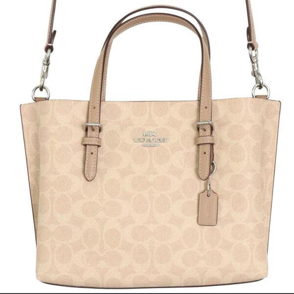 COACH ベージュ ショルダーバッグ CV965 トートバッグ ハンドバッグ シグネチャー PVC