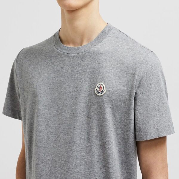 モンクレール MONCLER メンズ 半袖 Tシャツ カットソー トップス ワンポイントロゴ グレー Lサイズ