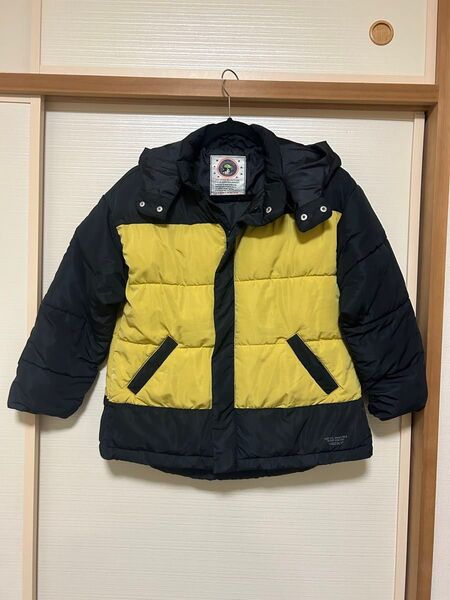 【150cm】男の子用 ダウン風あったか中綿ジャケット|イエロー×ブラック