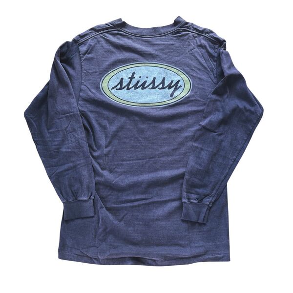 80s USA製 STUSSY ステューシー 黒タグ オーバルロゴ ロンT Tシャツ ヴィンテージ オールドスケート Lサイズ