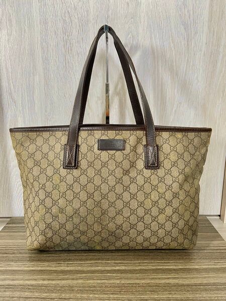 GUCCI トートバッグ GG スプリーム PVC レザー ベージュ