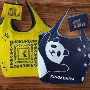 紀ノ国屋 エコバッグ コンパクトバッグ 上野限定 パンダ イエロー ネイビー
