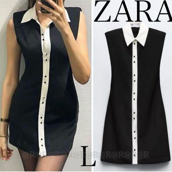 ZARA ノースリーブ クレープワンピース ミニワンピース 新品ZARA正規品