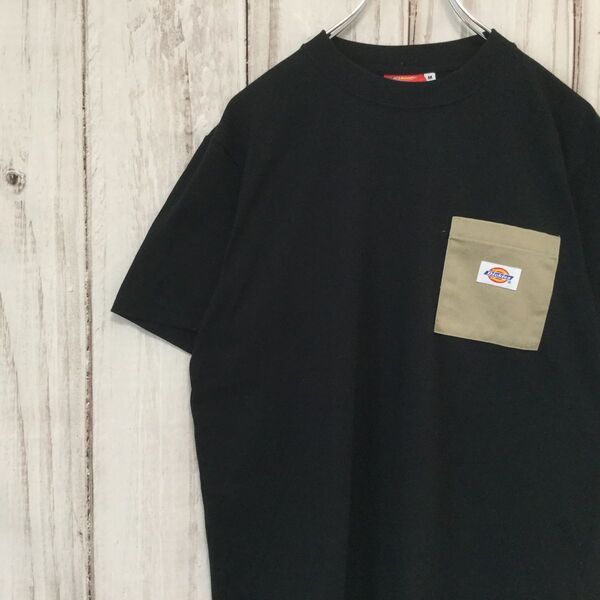 【ディッキーズ 半袖Tシャツ】美品 ポケット M 黒 Dickies 古着