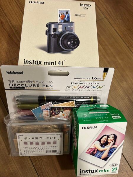 チェキ instax mini 41 フィルム20枚&デコペン&ガーランド 4点セット