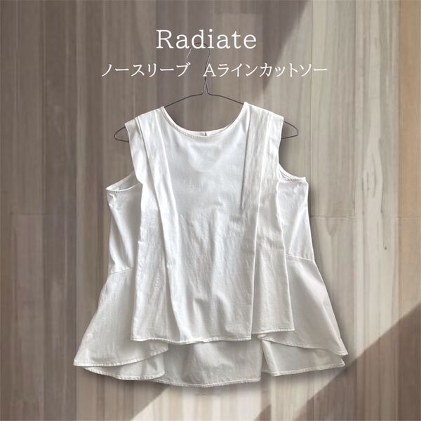 Radiate 白 ノースリーブ Aライン 変形カットソー M ストレッチ有