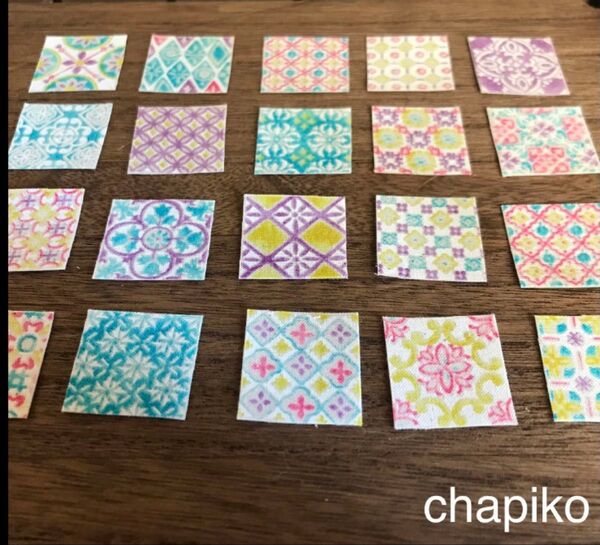 ハンドメイド♪パステルベージュ タイル、スクエア型 コットン布シール 北欧