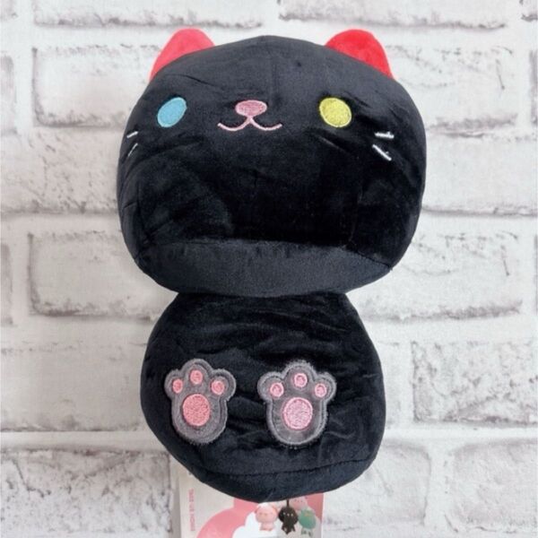 ぬいぐるみ モコモコ 20cm ふわふわ 猫 ブラック 枕
