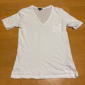 Theory 白T Vネック 胸ポケット シンプル