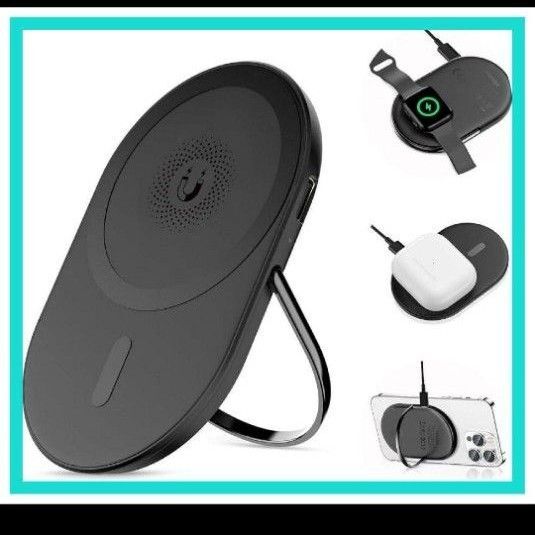 THREEKEY 3in1 ワイヤレス充電器 Magsafe対応 薄型 充電器