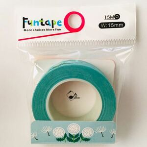 新品*funtape マスキングテープ 花 蒲公英 たんぽぽ タンポポ 水色 15mm*ファンテープ 海外 台湾 マステ*即決