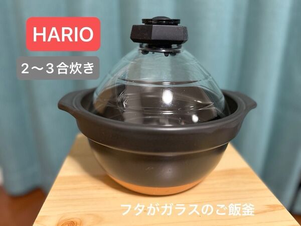 HARIO フタがガラスのご飯釜 土鍋 ガス火用 2~3合用 HARIO